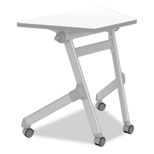 Picture of Learn Nesting Trapezoid Desk, 32.83" x 22.25" to 29.5", White/Silver, Ships in 1-3 Business Days