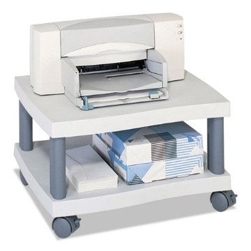 Picture of Wave Design Under-Desk Printer Stand, Plastic, 2 Shelves, 20" x 17.5" x 11.5", White/Charcoal Gray
