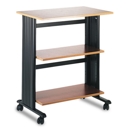 Picture of Muv Three Level Machine Cart/Printer Stand, Engineered Wood, 3 Shelves, 29.5" x 20" x 35", Cherry/Black