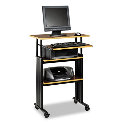 Picture of Muv Stand-Up Adjustable-Height Desk, 29.5" X 22" X 35" To 49", Cherry/black