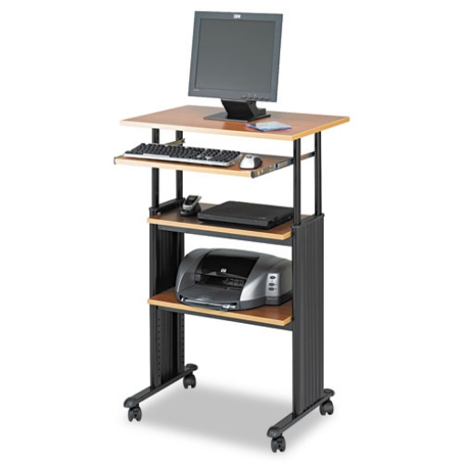 Picture of Muv Stand-Up Adjustable-Height Desk, 29.5" X 22" X 35" To 49", Oak/black