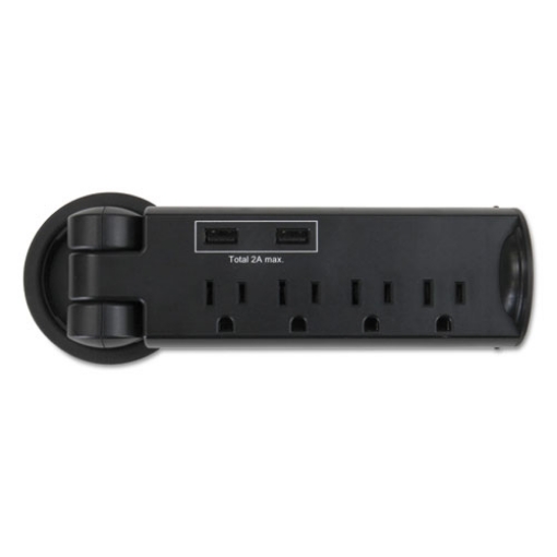 Picture of Pull-Up Power Module, 4 Outlets, 2 Usb Ports, 8 Ft Cord, Black