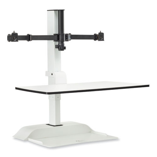 Picture of Soar Electric Desktop Sit/Stand Dual Monitor Arm, For 27" Monitors, White, Supports 10 lbs, Ships in 1-3 Business Days