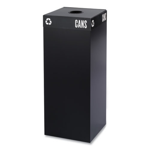 Picture of public square recycling receptacles, can recycling, 37 gal, steel, black