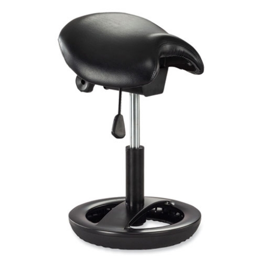 Picture of Twixt Sitting-Height Saddle Seat Stool, Backless, Max 300lb, 19" to 24" High Seat,Black Seat/Base, Ships in 1-3 Business Days