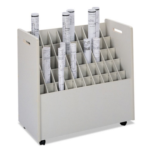 Picture of Laminate Mobile Roll Files, 50 Compartments, 30.25w X 15.75d X 29.25h, Putty