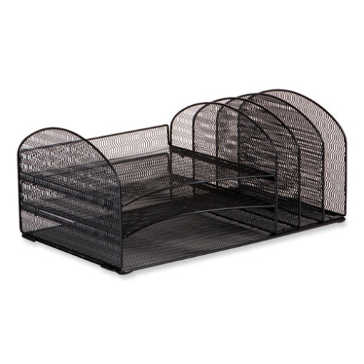 Picture of Onyx Mesh Desk Organizer w/3 Horizontal and Upright Sections, Letter Size, 19.62 x 11.32 x 8.5, Black, Ships in 1-3 Bus Days