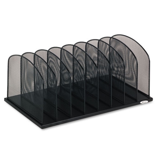 Picture of Onyx Mesh Desk Organizer With Upright Sections, 8 Sections, Letter To Legal Size Files, 19.5" X 11.5" X 8.25", Black