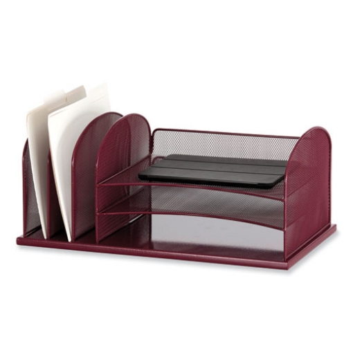 Picture of Onyx Desk Organizer w/Three Horizontal and Three Upright Sections,Letter Size,19.25x11.5x8.25,Wine,Ships in 1-3 Business Days