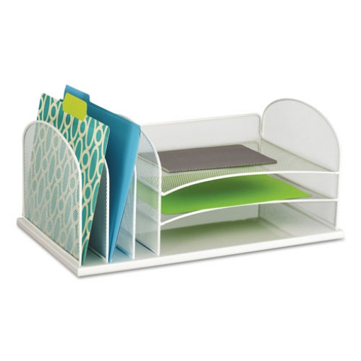 Picture of ONYX DESK ORGANIZER WITH THREE HORIZONTAL AND THREE UPRIGHT SECTIONS, LETTER SIZE FILES, 19.5 X 11.5 X 8.25, WHITE