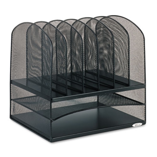 Picture of Onyx Mesh Desk Organizer With Two Horizontal And Six Upright Sections, Letter Size Files, 13.25" X 11.5" X 13", Black