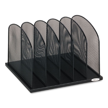 Picture of Onyx Mesh Desk Organizer With Upright Sections, 5 Sections, Letter To Legal Size Files, 12.5" X 11.25" X 8.25", Black