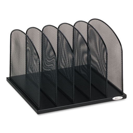 Picture of Onyx Mesh Desk Organizer With Upright Sections, 5 Sections, Letter To Legal Size Files, 12.5" X 11.25" X 8.25", Black