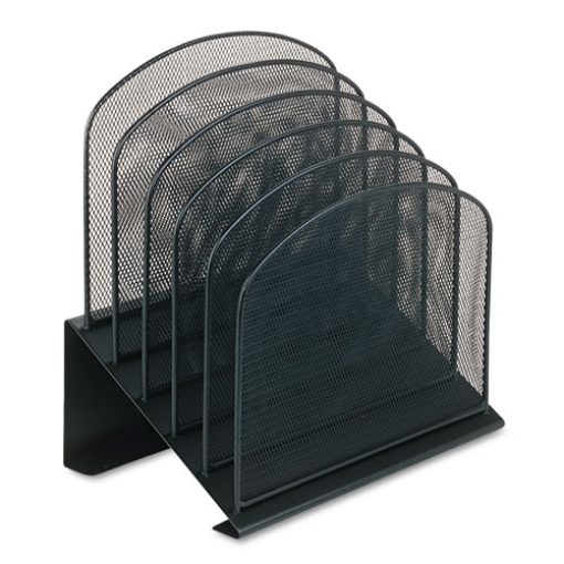 Picture of Onyx Mesh Desk Organizer With Tiered Sections, 5 Sections, Letter To Legal Size Files, 11.25" X 7.25" X 12", Black