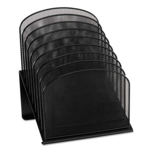 Picture of Onyx Mesh Desk Organizer With Tiered Sections, 8 Sections, Letter To Legal Size Files, 11.75" X 10.75" X 14", Black