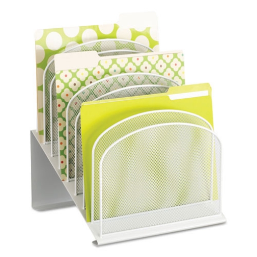 Picture of Onyx Mesh Desk Organizer With Tiered Sections, 8 Sections, Letter To Legal Size Files, 11.75" X 10.75" X 14", White