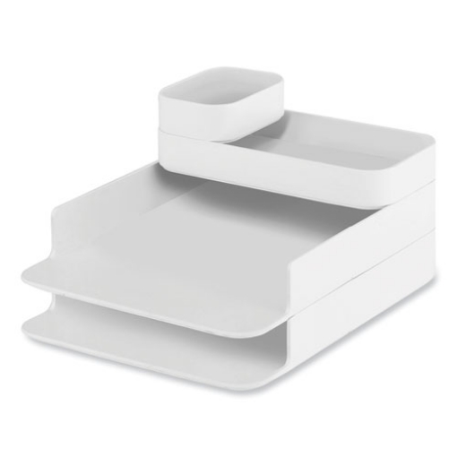 Picture of Plastic Stacking Desktop Sorter Set, 4 Sections, 10" x 12.25" x 6.25", White, Ships in 1-3 Business Days