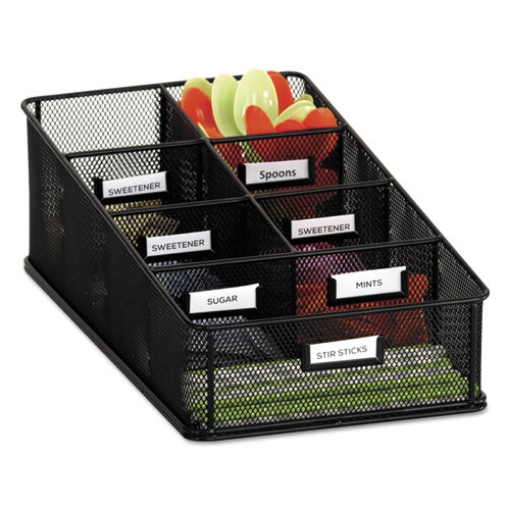 Picture of Onyx Breakroom Organizers, 7 Compartments, 16 x 8.5 x 5.25, Steel Mesh, Black