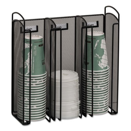 Picture of Onyx Breakroom Organizers, 3 Compartments, 12.75 x 4.5 x 13.25, Steel Mesh, Black