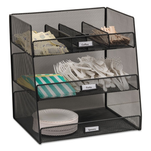 Picture of Onyx Breakroom Organizers, 3 Compartments,14.63 x 11.75 x 15, Steel Mesh, Black