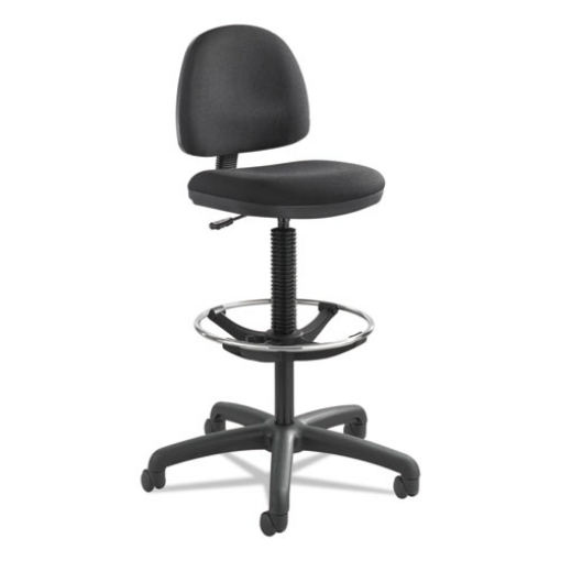 Picture of Precision Extended-Height Swivel Stool, Adjustable Footring, Supports Up To 250 Lb, 23" To 33" Seat Height, Black Fabric