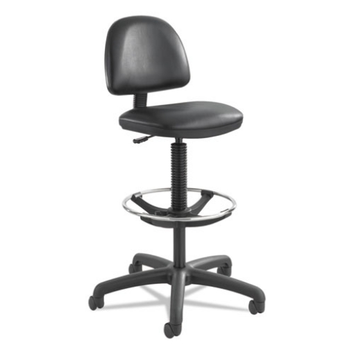 Picture of Precision Extended-Height Swivel Stool, Adjustable Footring, Supports 250 Lb, 23" To 33" Seat Height, Black Vinyl, Black Base