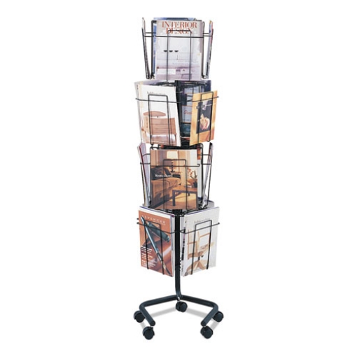 Picture of Wire Rotary Display Racks, 16 Compartments, 15w X 15d X 60h, Charcoal