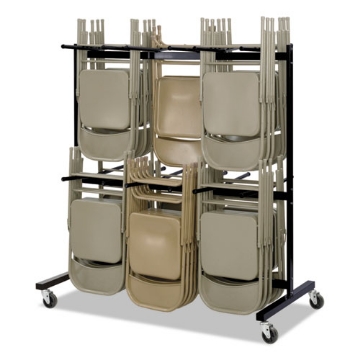 Picture of two-tier chair cart, two-sided 12-section hang-hook format, metal, 64.5" x 33.5" x 70.25", black