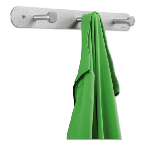 Picture of Nail Head Wall Coat Rack, Three Hooks, Metal, 18w X 2.75d X 2h, Satin