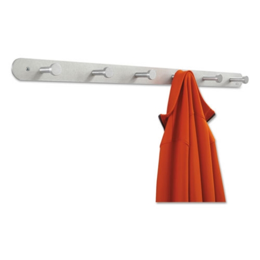 Picture of Nail Head Wall Coat Rack, Six Hooks, Metal, 36w X 2.75d X 2h, Satin