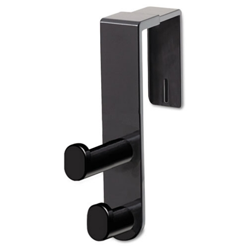 Picture of plastic coat hook, 2-hook, 1.75 x 6.5 x 7.75, black