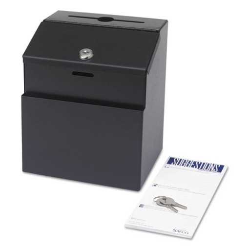 Picture of Steel Suggestion/key Drop Box With Locking Top, 7 X 6 X 8.5, Black Powder Coat Finish