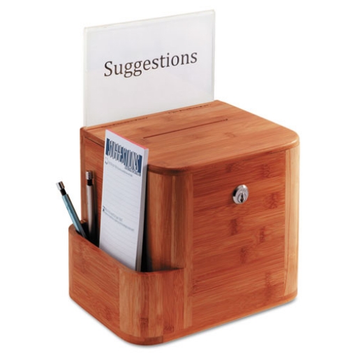 Picture of Bamboo Suggestion Boxes, 10 X 8 X 14, Cherry