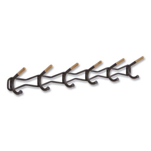 Picture of Family Coat Wall Rack, 6 Hook, 42.75w x 5.25d x 7.25h, Black, Ships in 1-3 Business Days