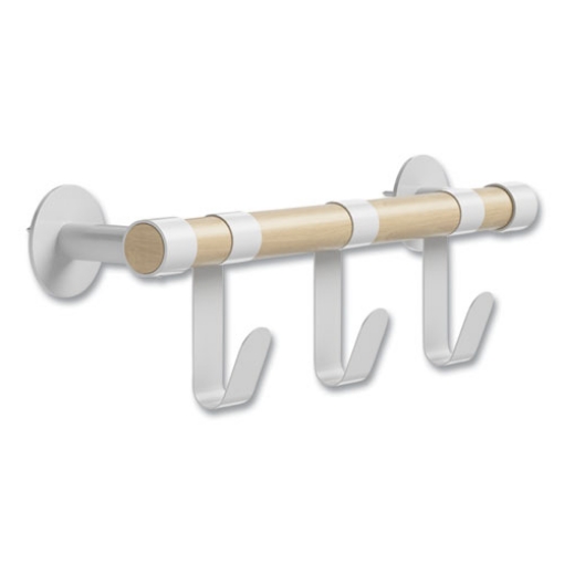 Picture of Resi Coat Wall Rack, 3 Hook, 19.75w x 4.25d x 6h, White, Ships in 1-3 Business Days