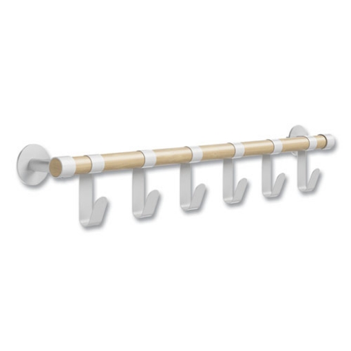 Picture of Resi Coat Wall Rack, 6 Hook, 36.25w x 4.25d x 6h, White, Ships in 1-3 Business Days