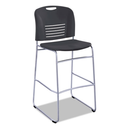 Picture of Vy Sled Base Bistro Chair, Supports Up to 350 lb, 30.5" Seat Height, Black Seat, Black Back, Silver Base