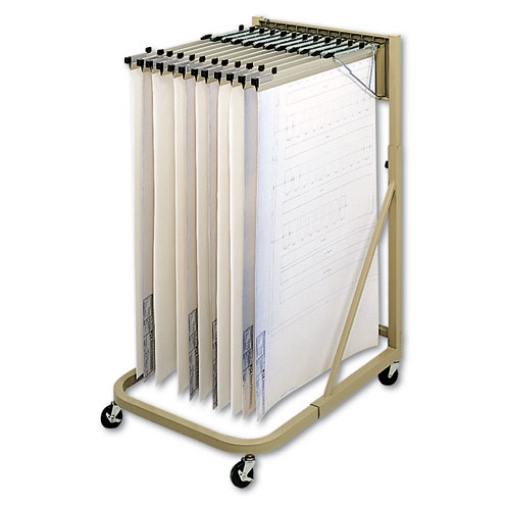 Picture of Steel Sheet File Mobile Rack, 12 Pivot Brackets, 27w X 37.5d X 61.5h, Sand