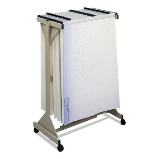 Picture of Mobile Plan Center Sheet Rack, 18 Hanging Clamps, 43.75w X 20.5d X 51h, Sand