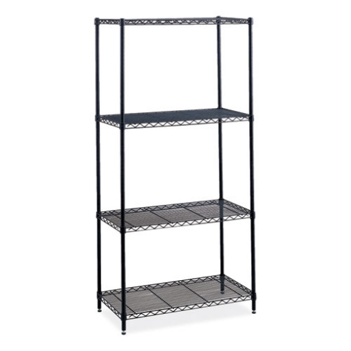 Picture of Industrial Wire Shelving, Four-Shelf, 36w x 18d x 72h, Black, Ships in 1-3 Business Days