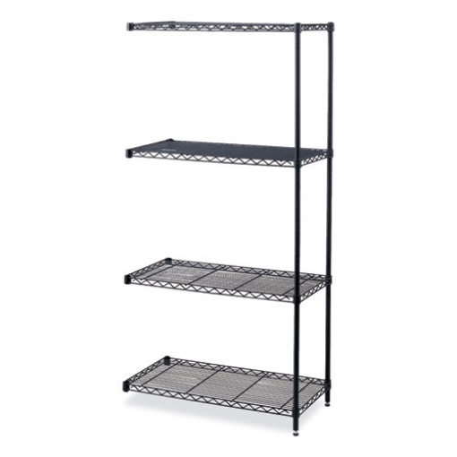 Picture of Industrial Add-On Unit, Four-Shelf, 36w x 18d x 72h, Steel, Black, Ships in 1-3 Business Days