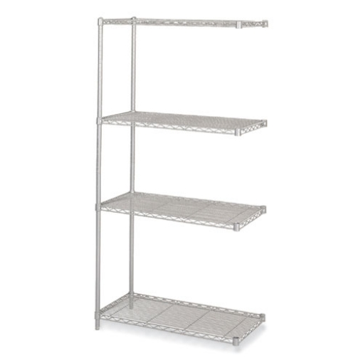 Picture of Industrial Add-On Unit, Four-Shelf, 36w x 18d x 72h, Steel, Metallic Gray, Ships in 1-3 Business Days