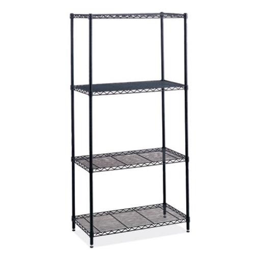 Picture of Industrial Wire Shelving, Four-Shelf, 36w x 24d x 72h, Black, Ships in 1-3 Business Days