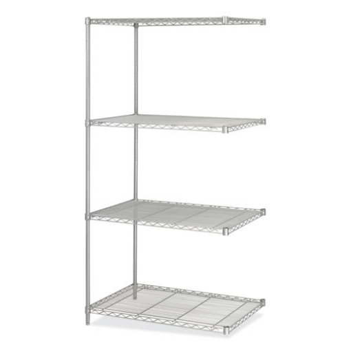 Picture of Industrial Add-On Unit, Four-Shelf, 36w x 24d x 72h, Steel, Metallic Gray, Ships in 1-3 Business Days