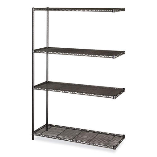 Picture of Industrial Add-On Unit, Four-Shelf, 48w x 18d x 72h, Steel, Black, Ships in 1-3 Business Days