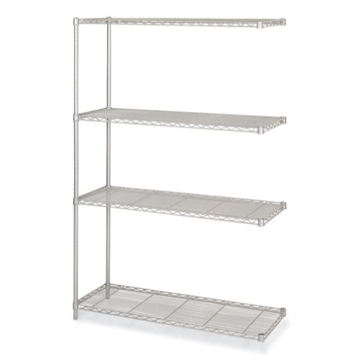 Picture of Industrial Add-On Unit, Four-Shelf, 48w x 18d x 72h, Steel, Metallic Gray, Ships in 1-3 Business Days