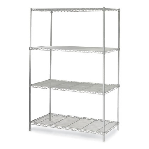 Picture of Industrial Wire Shelving, Four-Shelf, 48w x 24d x 72h, Metallic Gray, Ships in 1-3 Business Days