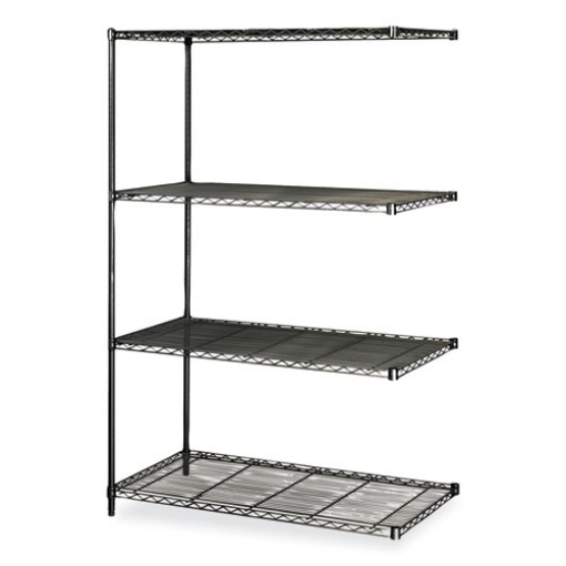 Picture of Industrial Add-On Unit, Four-Shelf, 48w x 24d x 72h, Steel, Black, Ships in 1-3 Business Days