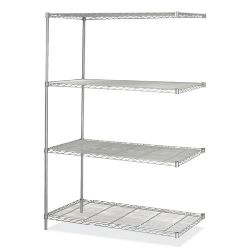 Picture of Industrial Add-On Unit, Four-Shelf, 48w x 24d x 72h, Steel, Metallic Gray, Ships in 1-3 Business Days