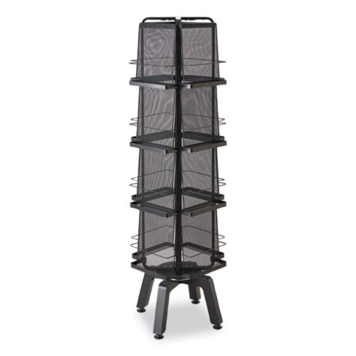 Picture of Onyx Mesh Rotating Magazine Display, 16 Compartments, 18.27w x 18.27d x 58.55h, Black, Ships in 1-3 Business Days